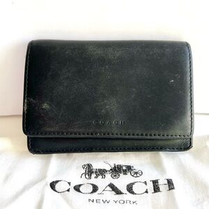 Vintage Coach Bedford Black Leather Small Card Case Wallet
